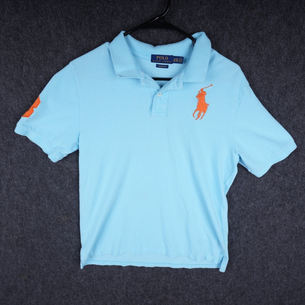 Polo Ralph Lauren Polo Shirt Kids XL 18-20 Blue Good Big Pony Short Sleeve